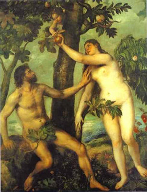 Adam & Eve, painted by Titian, 1550